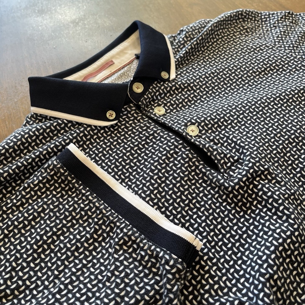 Ted Baker London Men's Short Sleeve Button Down Shirt Size 4 (L) Blue Geometric